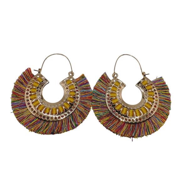 C&C California Multicolor Gold Tone Dangle Earrings Colorful Festive Beautiful - Picture 3 of 4